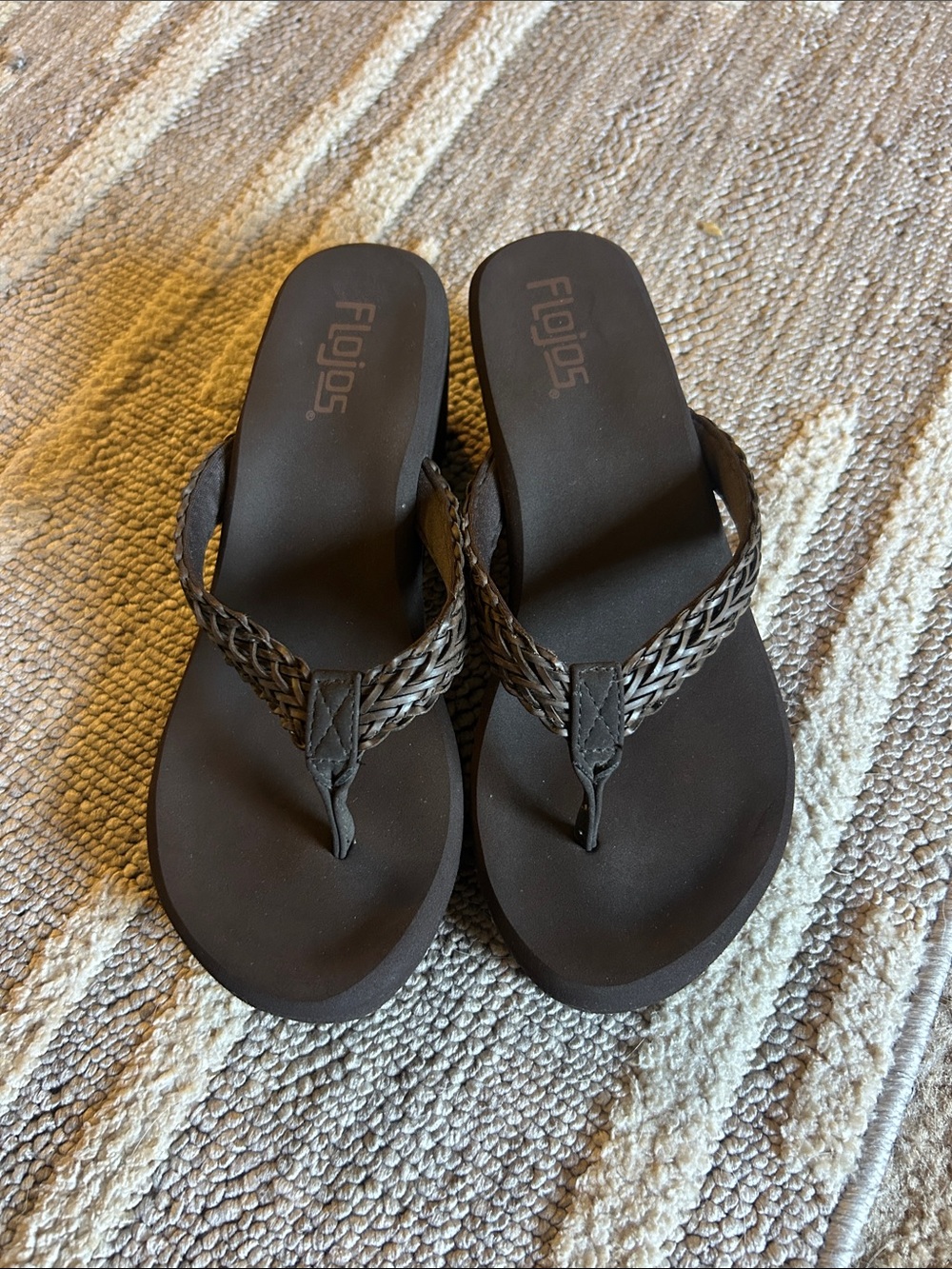 Flojos Women's Braided Thong Sandals in Dark Brown